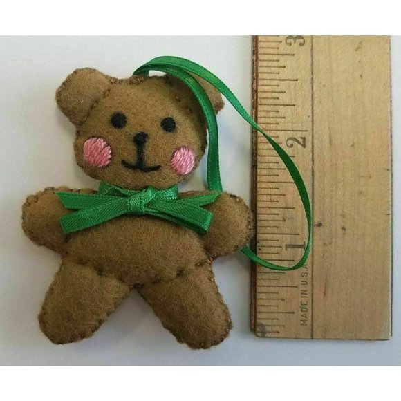 Gingerbread Man Teddy Bear Christmas Tree Ornament Handmade 2.5" Tall - Picture 3 of 3